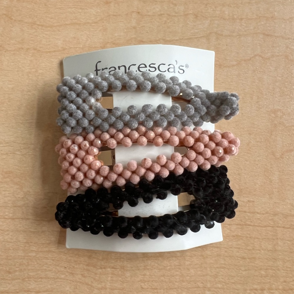 Francesca's Collections Gray and Pink Hair Accessories Set